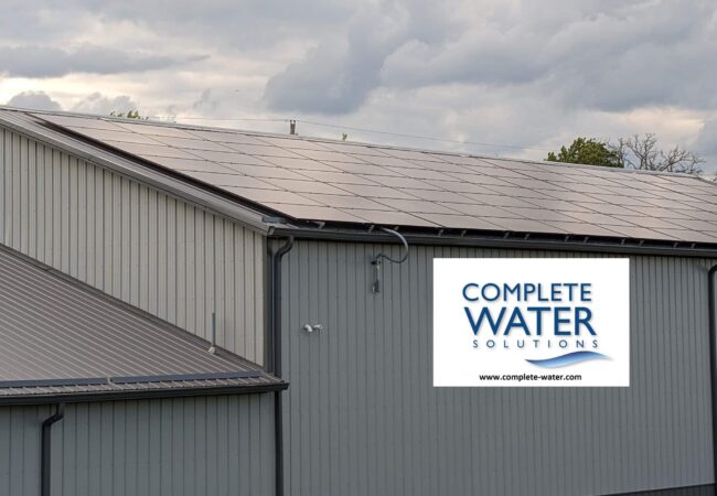 Solar panels on the roof of Complete Water Solutions
